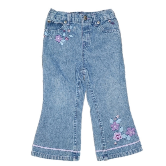 LITTLE LEGENDS Jeans with Embroidered Flowers - Picture 1 of 5